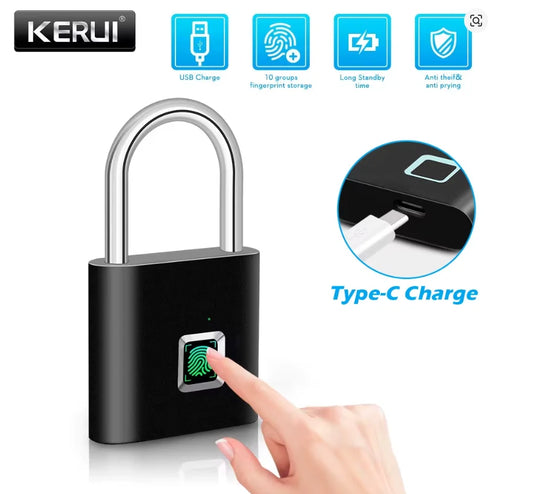 Smart Fingerprint Padlock – Waterproof, Keyless & USB-C Rechargeable